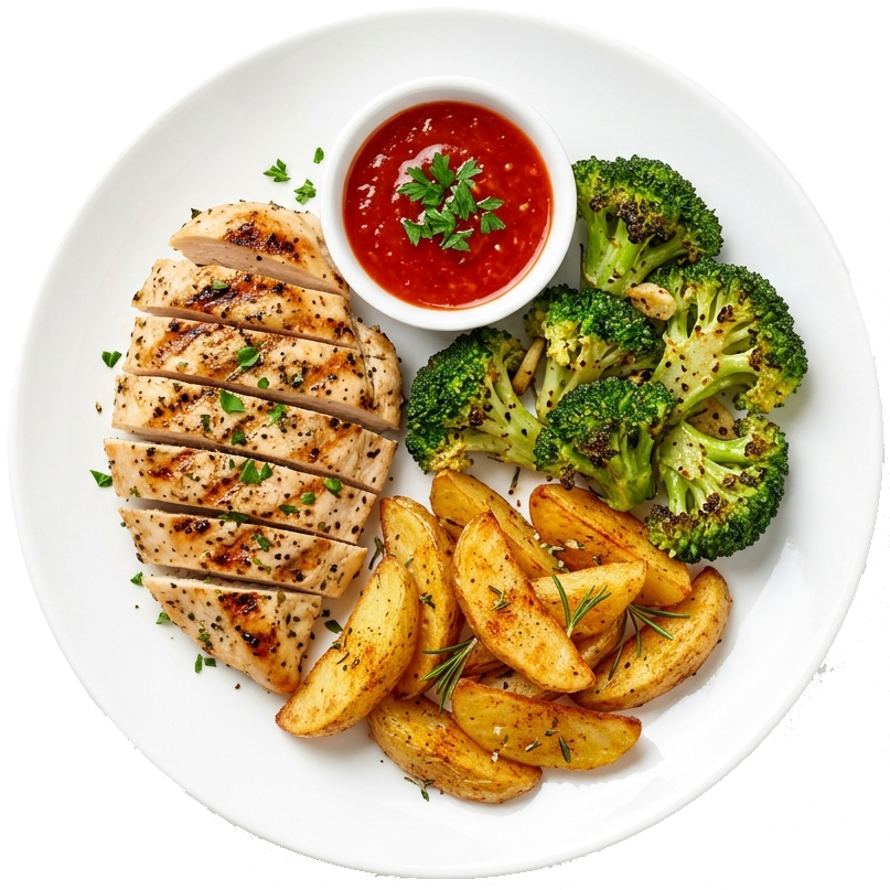 Grilled chicken and vegetables